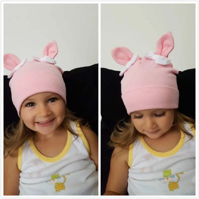 Touca / Gorro de Algodão Orelha de Coelho