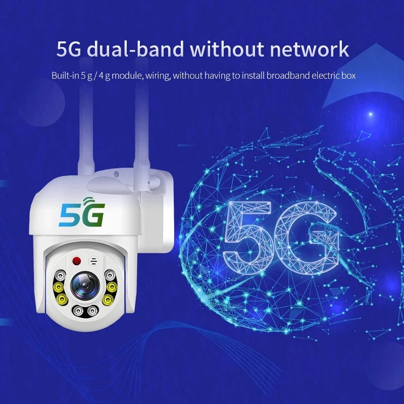 Câmera de Segurança Wi-Fi de frequência dupla, 2mp, 5g, 2.4g, rastreamento automático, detecção de ia, áudio bidirecional, visão noturna colorida, 390 olhos