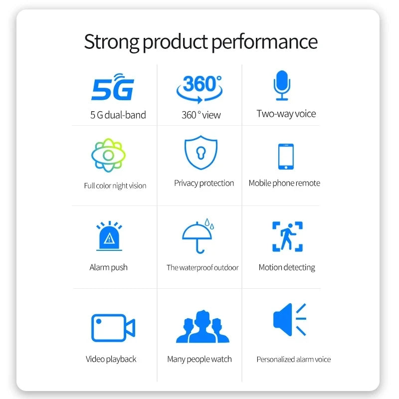 Câmera de Segurança Wi-Fi de frequência dupla, 2mp, 5g, 2.4g, rastreamento automático, detecção de ia, áudio bidirecional, visão noturna colorida, 390 olhos