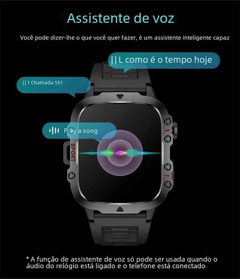 Smartwatch Relógio Inteligente IP68 5ATM Esportivo Masculino Fitness Militar *Amz*