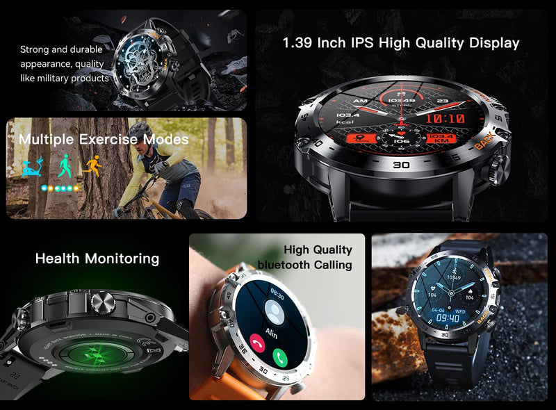 Smartwatch GX5 Pro Max Masculino em Aço Inoxidável, 2 pulseiras, Bluetooth, Monitoramento de Saúde, Esportes, Negócios, Redes Sociais, Música