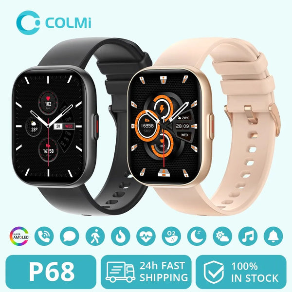 Relógio Smartwatch  COLMI 2.04'' com 100 modos esportivos, bateria com 7 dias de duração